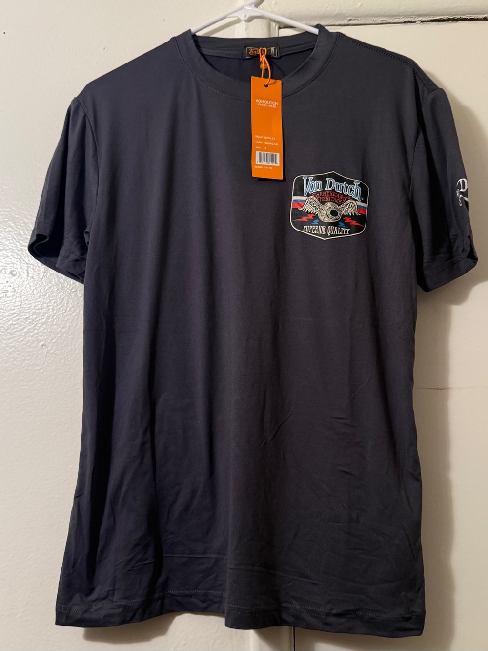 NWT Von Dutch Originals Graphic T-Shirt Charcoal Grey Graphic Tee Size S